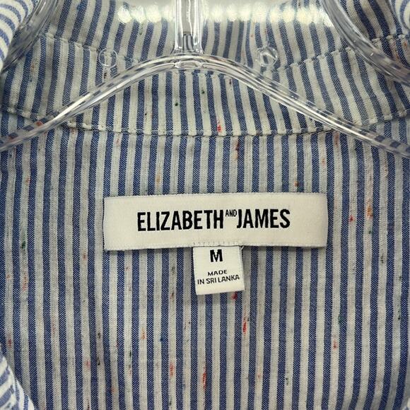 Elizabeth & James Women's Stripe Button Front Long Sleeve Shirt - Blue/White - M - Picture 3 of 6